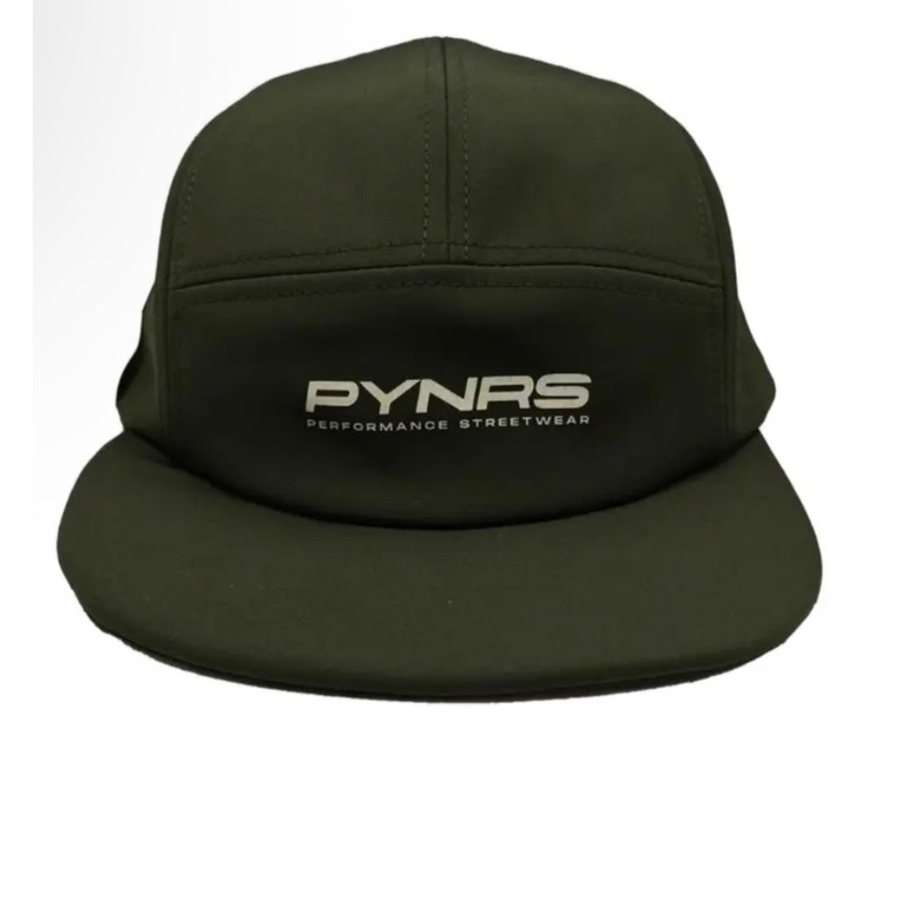 PYNRS Performance Streetwear 5 Panel Running Hat Olive Green Adjustable Cap 57cm